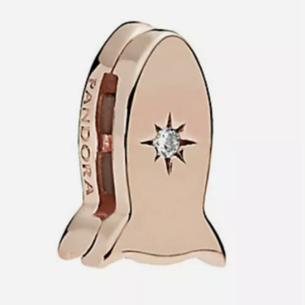 Pandora Reflexions Rose Gold CZ Space Rocket Clip Charm #787566CZ NEW
